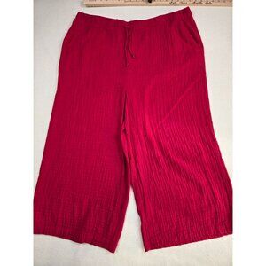Westbound Wide Leg Dark Pink 100% Cotton Elastic Waist Drawstring Pants XL